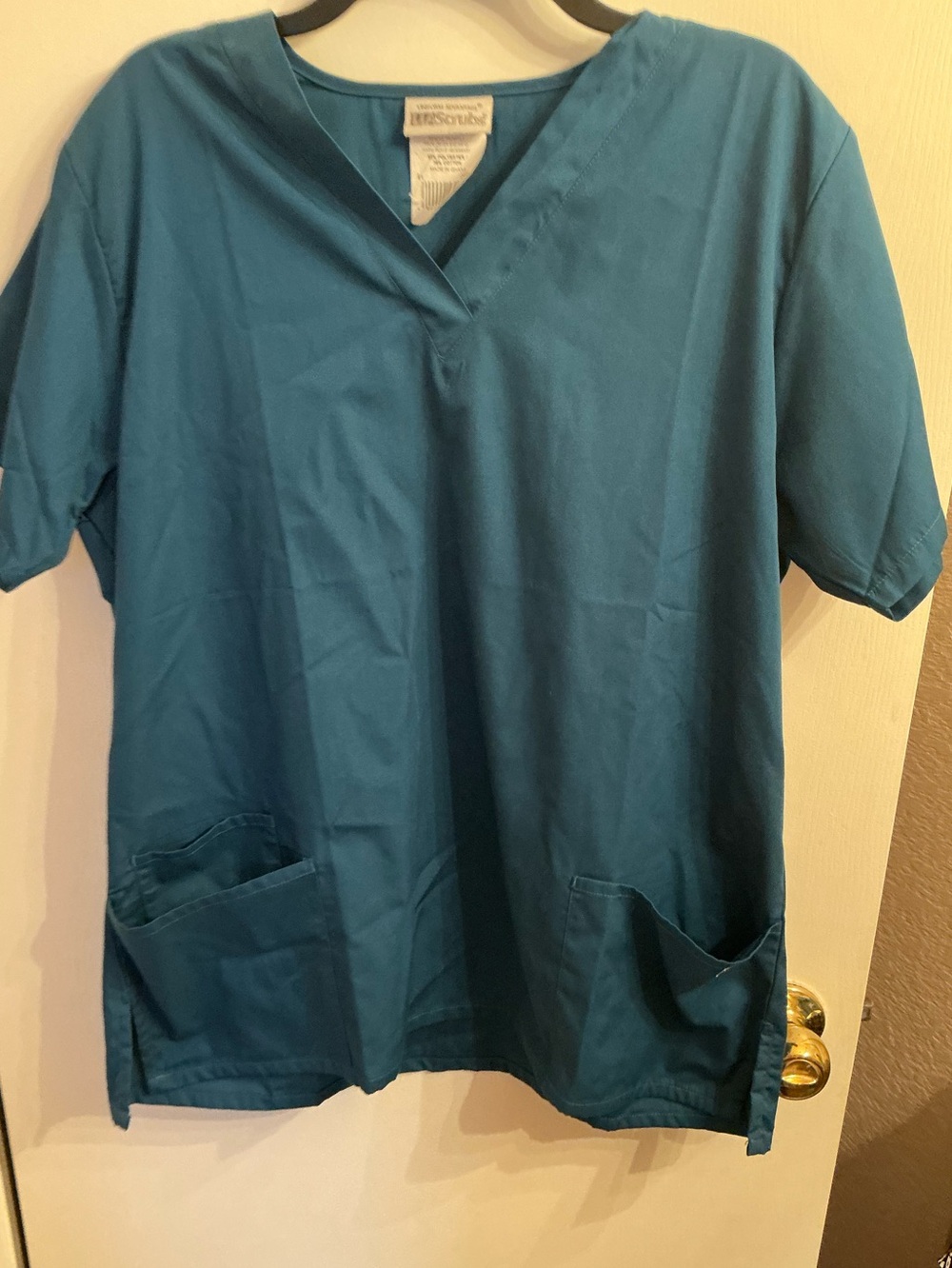 Large  Teal V-Neck Medical Scrub Top